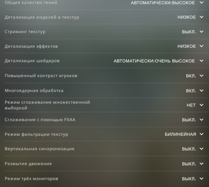 Настройки графики для снижения ФПС
